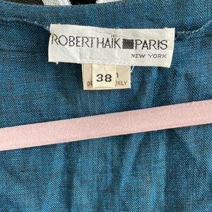 Robert Haik Vintage Turquoise Linen top size 38